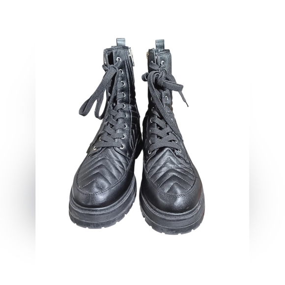 Marc Fisher Black Combat Moto Boots with Quilted Design - Picture 3 of 9